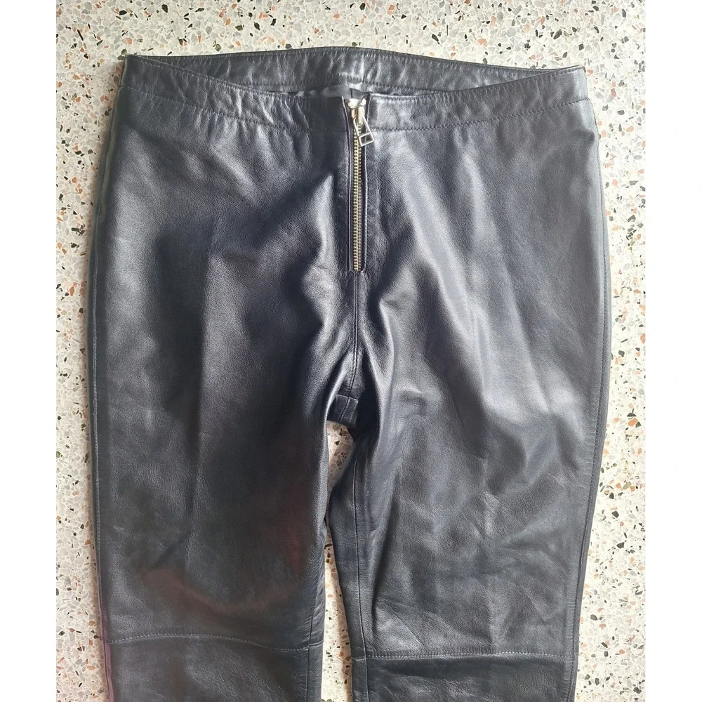 Hugo Buscati 100% Genuine Leather Full Length Moto Lined Pants - Picture 2 of 12